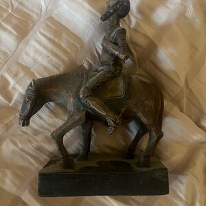 Handcrafted Brown Horse Rider Sculpture